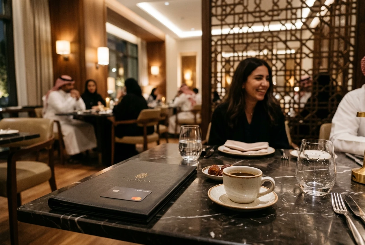 مطعم راقٍ أثناء خدمة الطاولة