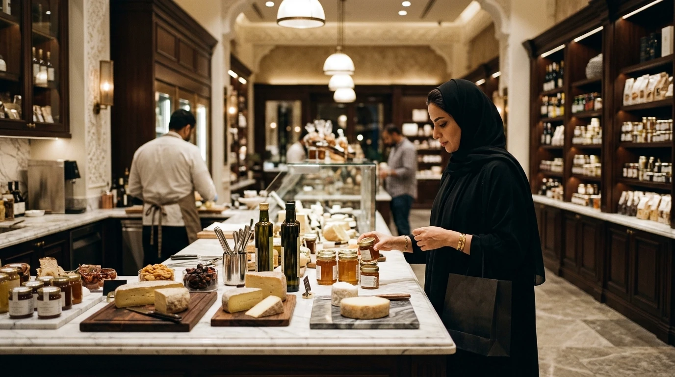متجر أغذية متخصصة يعرض منتجات ذات خصائص مختلفة